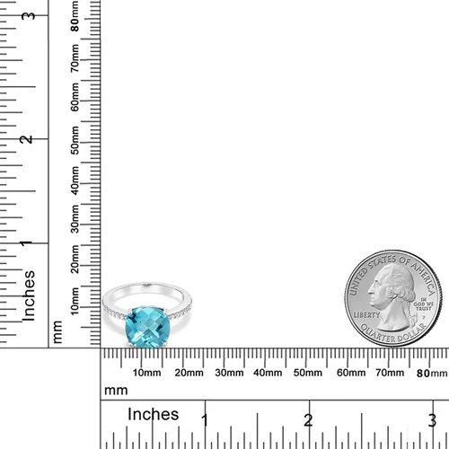 Vista 45 de Gem Stone King Anillo de compromiso de plata de ley 925 con piedra preciosa de corte cojín de 0.39 pulgadas Anillo de compromiso de aniversario