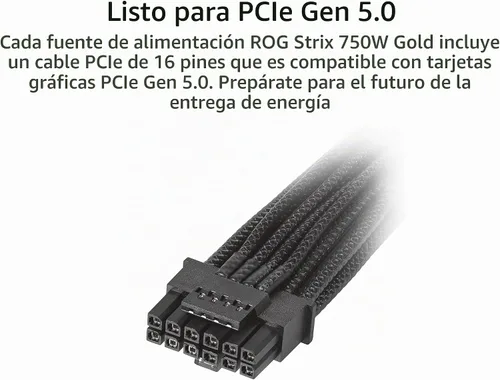 Vista 2 de ASUS ROG Strix 750 Fuente de alimentación ATX totalmente modular 80 Plus Gold 750W con ventilador Axial Tech de 0dB y garantía de 10 años