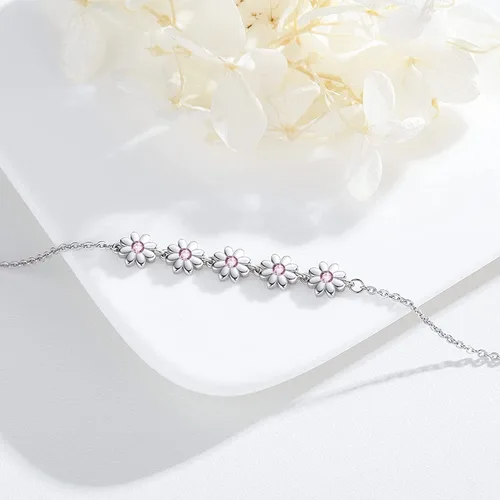 Vista 2 de Palpitate Pulsera de plata de ley, delicada joyería que no se deslustra para mujeres, mamá, madre, ella, regalo de margarita en cumpleaños