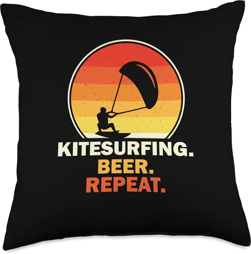 Vista 4 de Kitesurf motif equipment Beer Repaet-Kitesurf - Almohada (16 x 16 pulgadas), multicolor