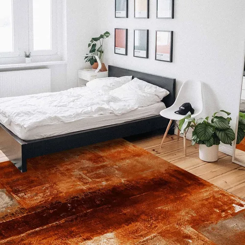 Vista 7 de Alfombra rectangular para sala de estar, dormitorio, alfombra residencial antideslizante de color naranja quemado, alfombras de cocina, arte