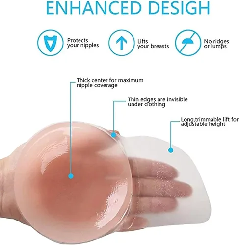 Vista 4 de Nippleless Covers - Sujetador de silicona reutilizable para pezón con cubierta para pezón para mujer diámetro de 43 pulgadas rosa Suave