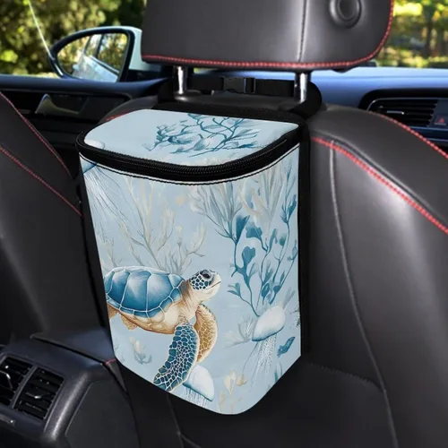 Vista 28 de Talayituse Cubo de basura portátil con estampado de camuflaje de bandera estadounidense, accesorios interiores de vehículos multifuncionales