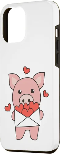 Vista 2 de iPhone 15 Plus Pig For Valentine's Day Cute Animals With Hearts Case