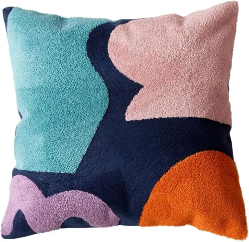 Vista 9 de vctops Funda decorativa para cojín con detalles de penachos geométricos estilo bohemio, funda de almohada cuadrada bordada en algodón para sofá