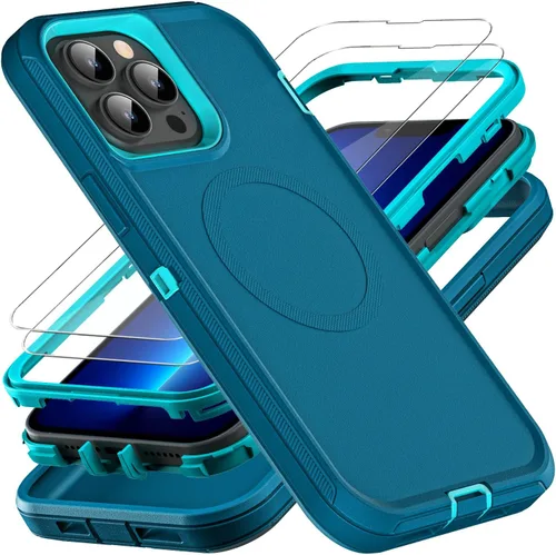 Vista 7 de YKHJKLEC para iPhone 13 Pro Max, funda militar grado 3 en 1 resistente a golpes/caídas/polvo con 2 piezas de protector de pantalla de vidrio