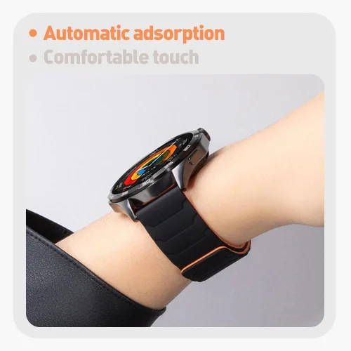 Vista 7 de Compatible con FITVII Smart Watch, 0.787 in, 0.866 in, correa magnética compatible con FITVII HM57, correa magnética deportiva de silicona fuerte