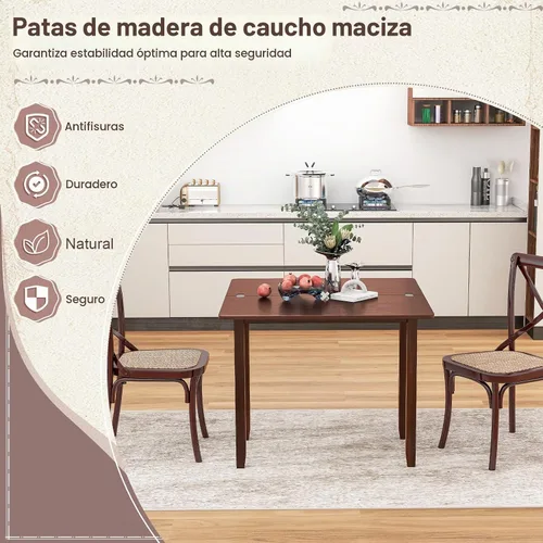 Vista 6 de GOFLAME Mesa de comedor extensible para 4, mesa de cocina plegable con compartimento de almacenamiento y patas de madera de goma, mesa de comedor