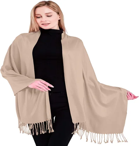 Vista 35 de CJ Apparel Solid Color Tassels Design Nepalese Shawl Seconds Scarf Wrap Stole Throw Head Wrap Pashmina Hand Made in Nepal Amarillo ámbar