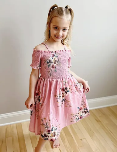 Vista 8 de Arshiner Vestido casual de verano sin mangas floral para niñas