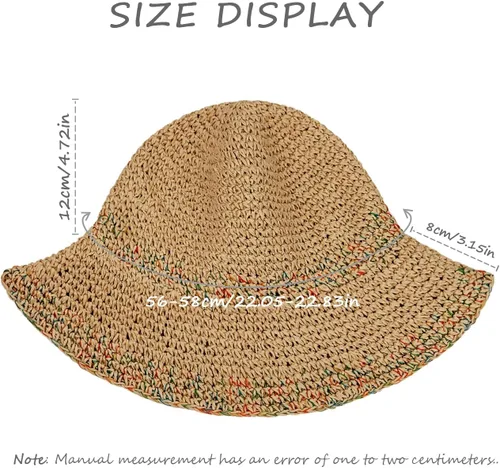 Vista 6 de Sombrero de paja para mujer, sombrero de playa plegable, sombrero de ala ancha