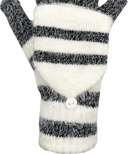 Vista 109 de Beurlike Guantes de invierno para mujer, de lana cálida, a prueba de viento, convertibles, sin dedos