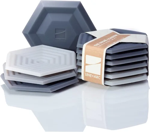Vista 14 de Posavasos de silicona extra gruesas LINE+ARC (como se ve en NYTimes WireCutter) Impermeables, antimanchas, resistentes al calor, aptos para Arcilla