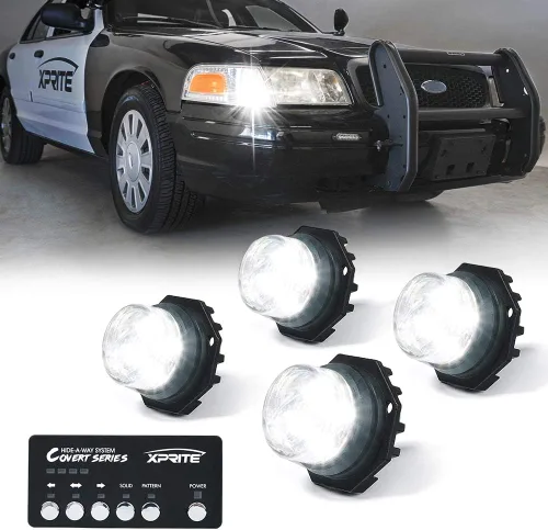 Vista 12 de Xprite Kit de luces estroboscópicas LED ámbar ocultas, 20 patrones intermitentes con panel de control, faros, luces traseras, luces antiniebla