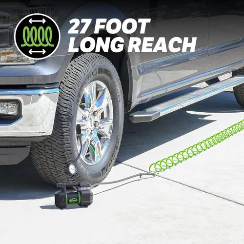 Vista 7 de Slime 40031 Inflador de neumáticos, compresor de aire portátil para auto, SUV, 4x4, Pro Power, resistente, con manómetro analógico de 150 psi