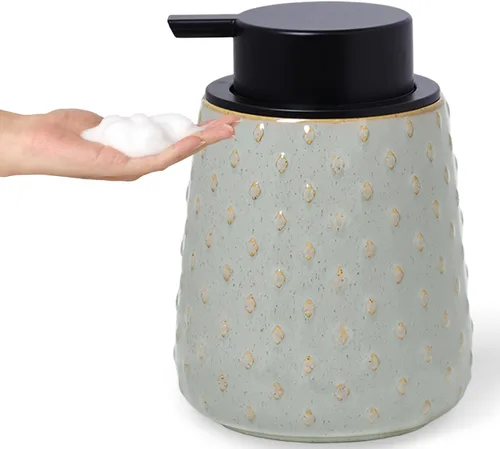 Vista 9 de Dispensador de jabón con bomba fácil de prensar, dispensador de jabón de manos recargable de 12 onzas, encimera de baño y fregadero de cocina