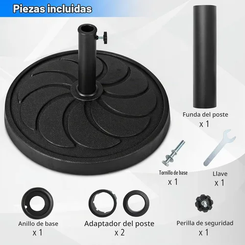 Vista 5 de Tangkula Base de sombrilla de 40 libras, sombrilla redonda resistente para exteriores, para mesa de 1.5 a 1.9 pulgadas, soporte de paraguas de Negro