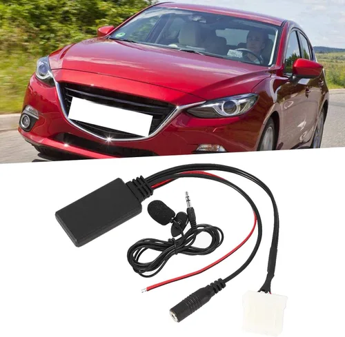 Vista 4 de KIMISS Adaptador de coche Bluetooth 5.0 con micrófono, para Mazda 2 3 5 6 RX8, cable de entrada auxiliar para llamadas manos libres y transmisión