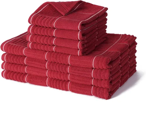 Vista 11 de Juego de toallas y paños de cocina Glynniss, juego de toallas y paños de cocina absorbentes para lavar platos, limpieza y secado, paquete de 8 Negro