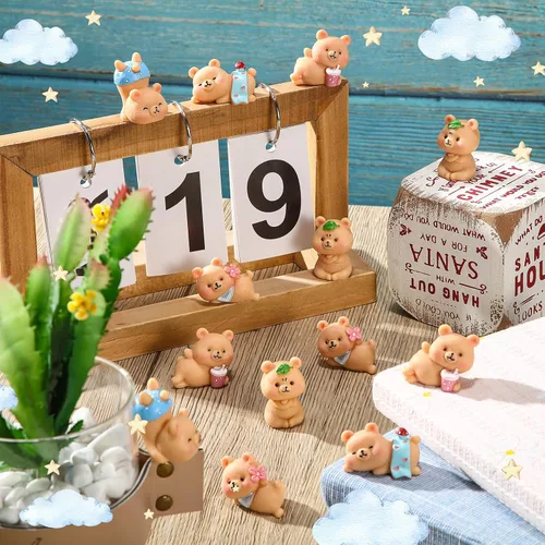 Vista 3 de HyDren 15 figuras en miniatura de oso lindo oso para decoración de baby shower, decoración de pasteles de resina, decoración de pasteles, jardín