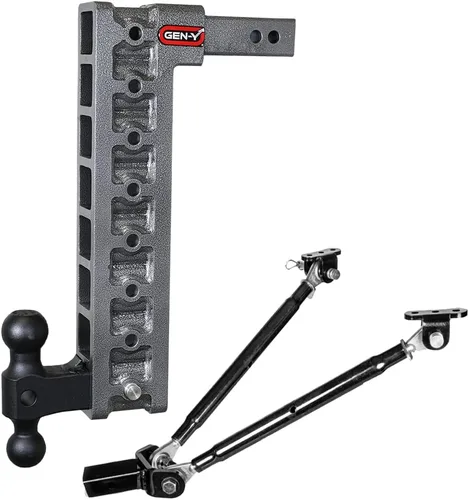 Vista 9 de GEN-Y Hitch Enganche de caída con soporte de doble bola para receptor de 2 pulgadas, caída de 5 pulgadas con 3 posiciones ajustables, capacidad
