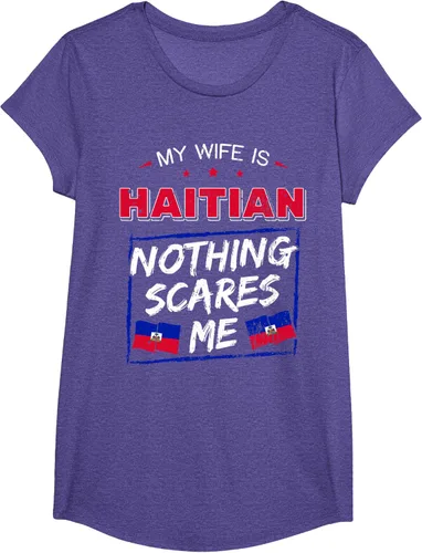 Vista 60 de My Wife Is Haitian Republic of Haiti Heritage Roots - Camiseta con bandera, Negro, S