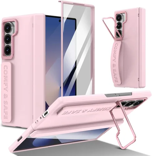 Vista 11 de Correa de muñeca para Samsung Galaxy Z Fold 5, protector de pantalla integrado, protección de bisagra, soporte de cámara, diseño de pulsera