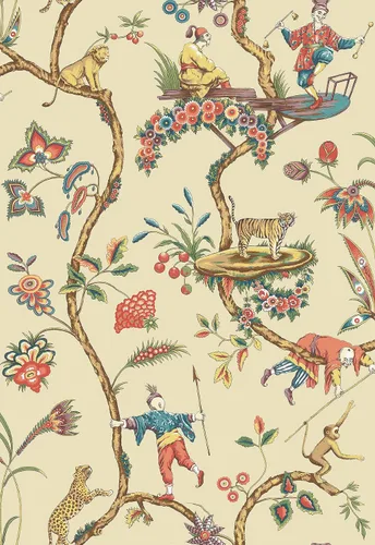 Vista 6 de Papel pintado autoadhesivo Scalamandre x Scalamandre multicolor blanco Chinoise Exotique, SCS3843, de NuWallpaper