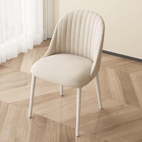 Vista 6 de Juego de 2 sillas de comedor, sillas de comedor blancas, silla cómoda con asiento y respaldo de alta elasticidad, silla moderna con patas cónicas