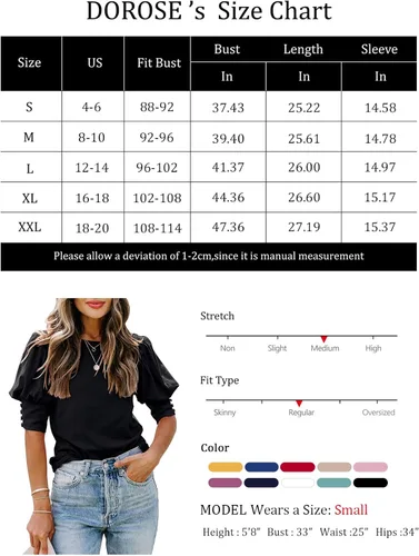 Vista 5 de DOROSE blusa holgada e informal con mangas fruncidas para mujer