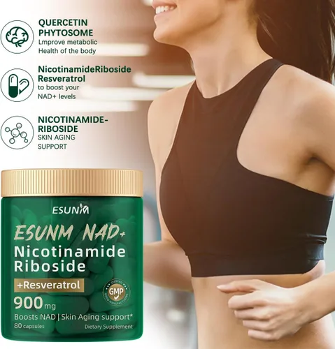 Vista 6 de ESUNM Suplemento liposomal NAD+ con resveratrol, suplemento NMN NAD Resveratrol apoya la salud celular, resistencia y envejecimiento saludable