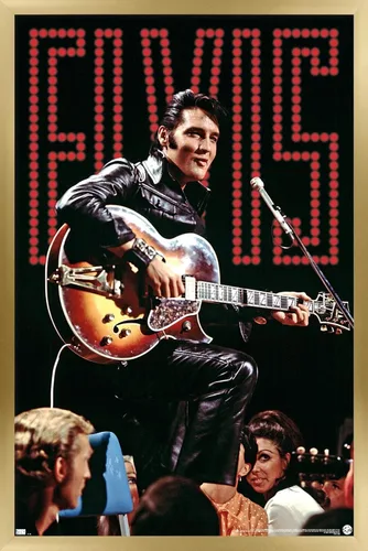 Vista 14 de Trends International Elvis Presley - Póster de pared de concierto 68, 14.72 x 22.37 pulgadas, versión enmarcada de madera de granero Versión