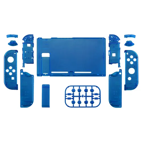 Vista 2 de eXtremeRate Clear Blue Front Back Plate for Nintendo Switch Console, NS Joycon Handheld Controller Housing with Full Set Buttons, Replacement Shell