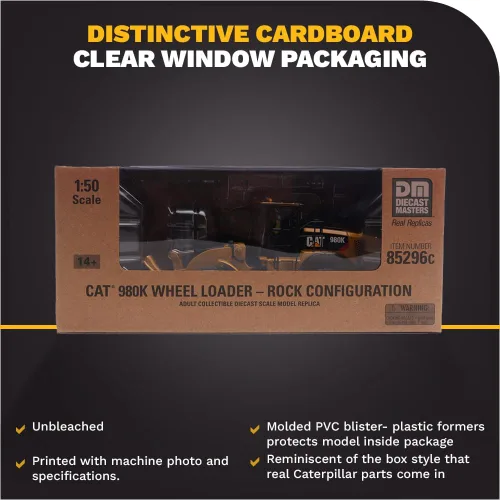 Vista 6 de Diecast Masters Cargador de ruedas Caterpillar 980K 1:50 - Configuración de roca - Core Classics Series 85296C