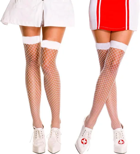 Vista 3 de CanB 2 pares de medias altas hasta el muslo para mujer, medias de red negras sexys para mujeres y niñas