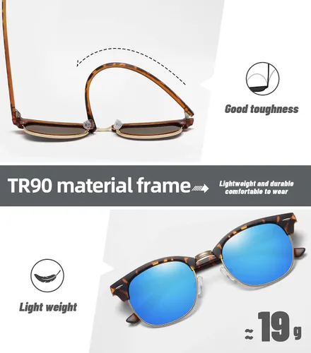 Vista 5 de MEETSUN Retro Semi Rimless Polarized Sunglasses for Men Women Classic Trendy Driving Sun Glasses UV Protection