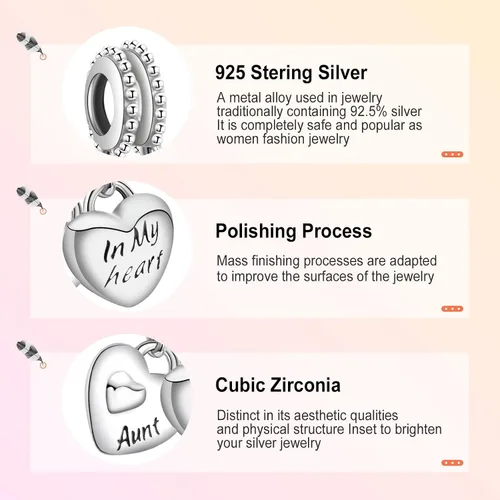 Vista 4 de Annmors Family Charm Love your Dad Mon Sister Infinity Charm fits Bracelets 925 Sterling Silver-Lucky Charm for Woman Pendant Bead Jewelry Beads