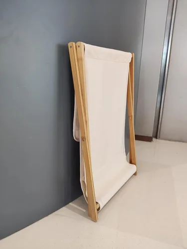 Vista 5 de Cesta de lavandería de madera de bambú con tapa plegable para ropa sucia, almacenamiento plegable para el hogar