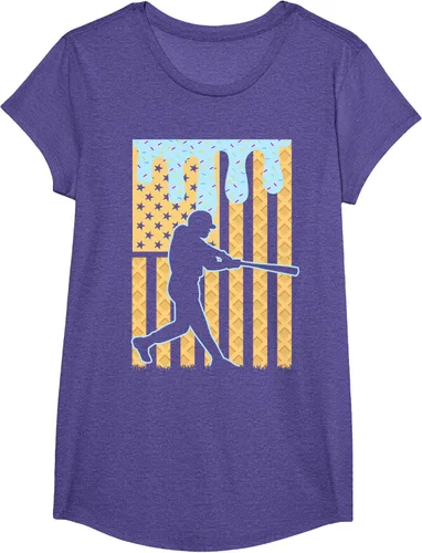 Vista 65 de Camiseta de béisbol Drip Boys Dripping Ice Cream Baseball American Flag, Negro -, Pequeña