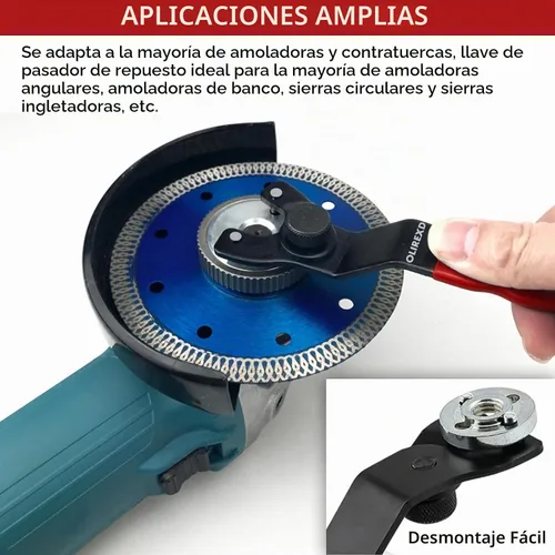 Vista 5 de Amoladora angular Llave de pasador ajustable universal para máquina amoladora angular (rojo)