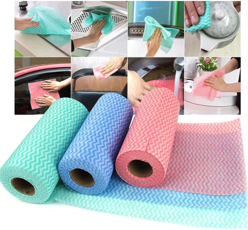 Vista 3 de Toalla de limpieza desechable (2 rollos/100 piezas) Toallas de papel Multiusos Tela OTP No Tejidos No Tejidos Cocina Desechable Antiadherente