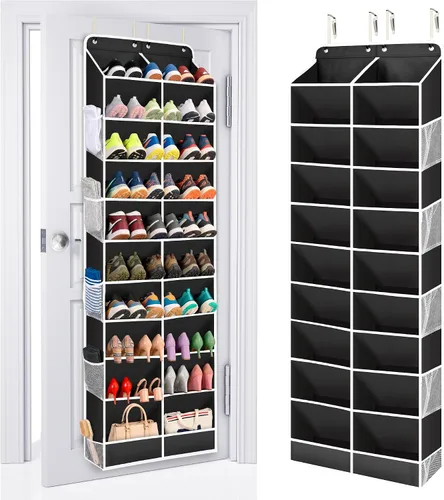 Vista 10 de ULG Organizador de zapatos sobre la puerta con 16 bolsillos grandes, zapatero colgante para puerta de armario, almacenamiento de zapatos que ahorra