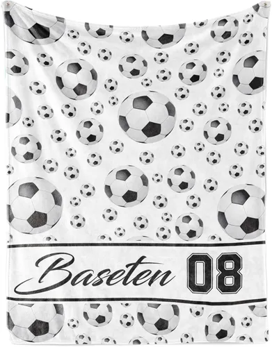 Vista 10 de Manta de fútbol personalizada con nombre, mantas personalizadas suaves para deportes de fútbol, mantas de cama verde, regalo personalizado