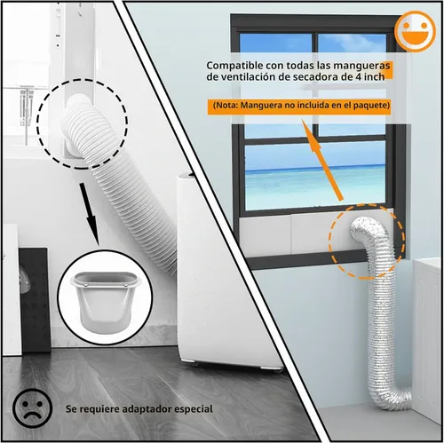 Vista 4 de LBG Products Kit de ventana de ventilación de secadora para manguera de ventilación de secadora de 4 pulgadas de diámetro, kit de placas de sellado