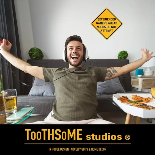 Vista 5 de Experienced Gamers Ahead - Placa de advertencia de video PC gamer hogar dormitorio 12 x 12 pulgadas