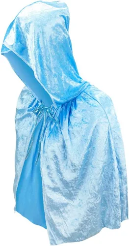 Vista 2 de Capa con capucha de terciopelo azul claro para adultos, disfraz de princesa