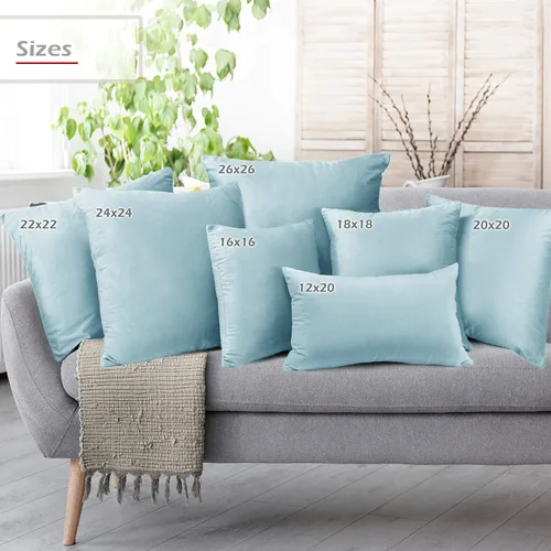 Vista 8 de Nestl Juego de 2 rellenos de almohada con terciopelo suave y sólido, juego de fundas de almohada cuadradas decorativas para sofá, automóvil Azul