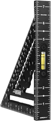 Vista 5 de Johnson Level & Tool 1904-0700V 7-1/4 pulgadas Johnny Square® MACH-1™ Smart Mark™ Rafter Square con vial nivel, negro
