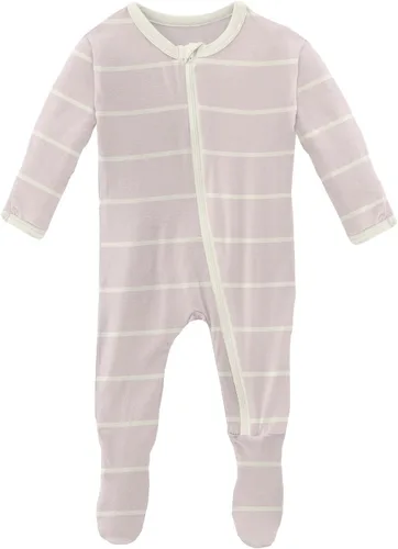 Vista 19 de KicKee Print Footies with Zipper, Super Soft One-Piece Jammies, Sleepwear for Babies and Kids Resumen Prismático Primavera