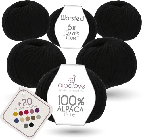 Vista 40 de Set de Lana Abultada (6 x 50 g) Súper Suave de Alpaca Bebé para Tejer Antracita 300 Metros